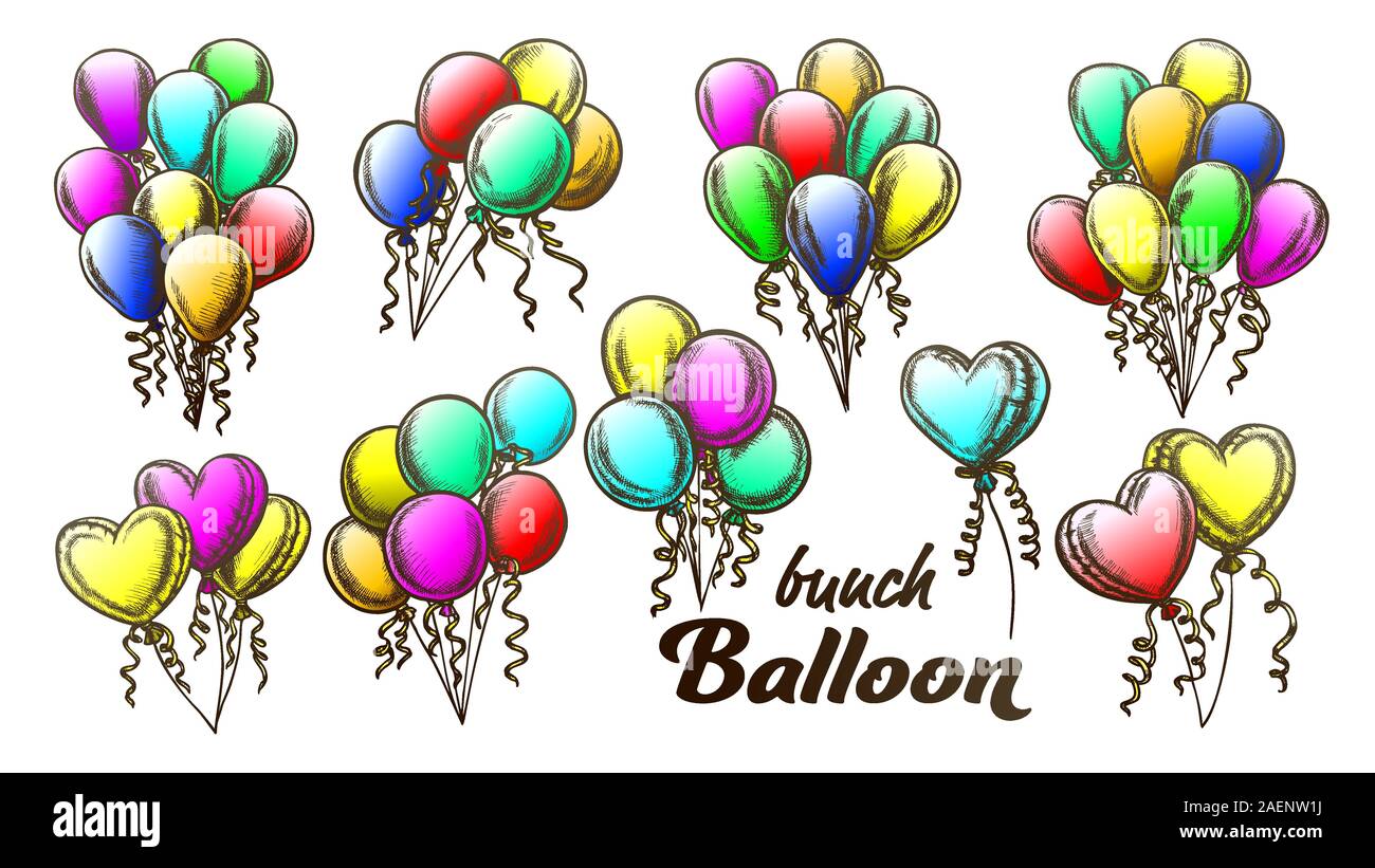 Bouquet de ballons avec vecteur rétro ruban frisé Image Vectorielle Stock -  Alamy