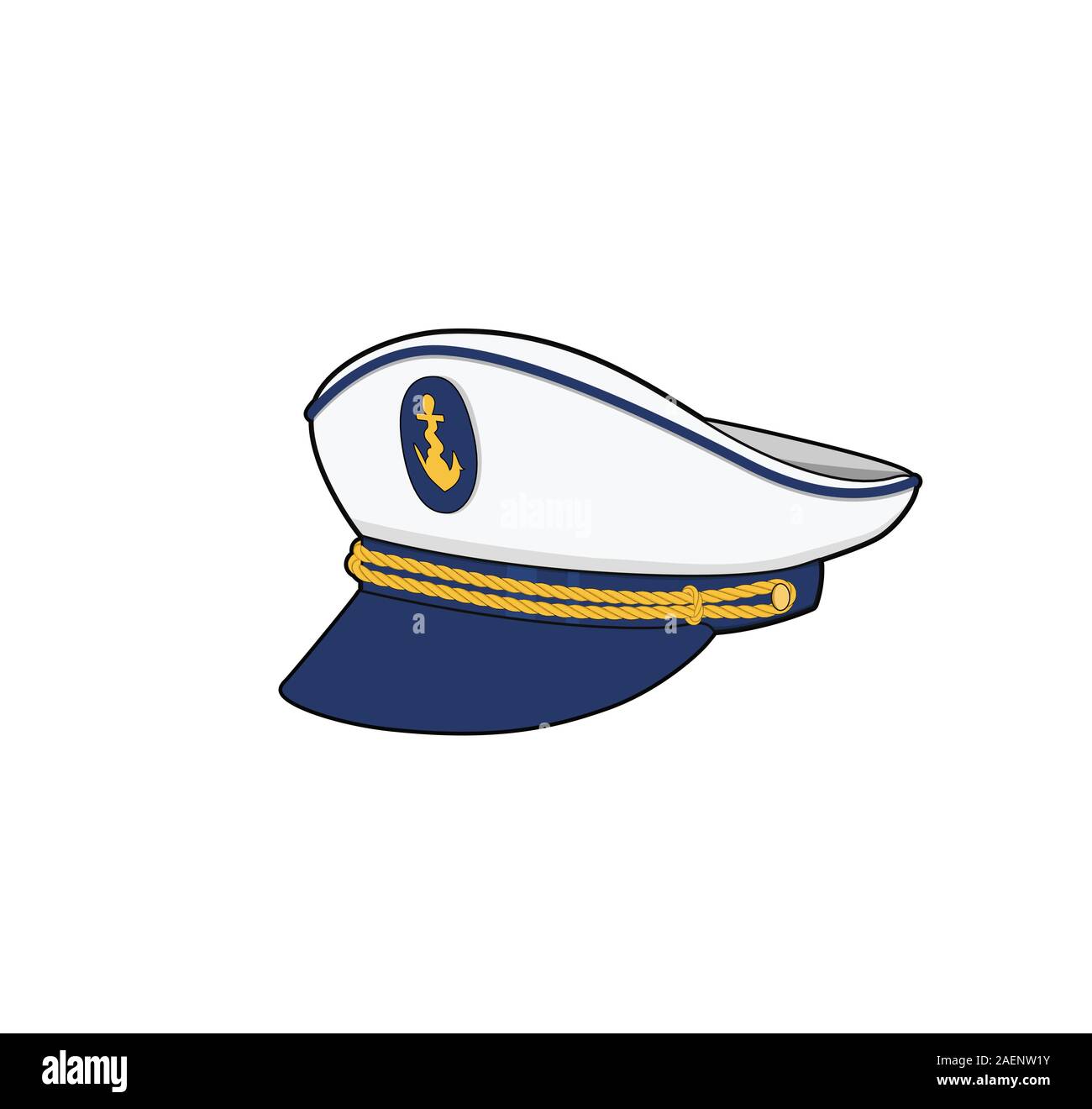Le capitaine hat. Les forces de la mer le capitaine cap. Équipage de bateau, uniforme. Vector illustration. Illustration de Vecteur