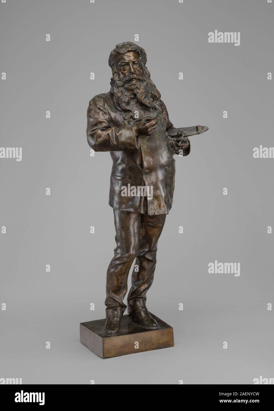 Sculpture de portrait de Vincenzo Gemito de 1879 représentant l'artiste Jean-Louis-Ernest Meissonier, montrant les traits du visage, la posture et le modelage réaliste en bronze ou en terre cuite. Banque D'Images