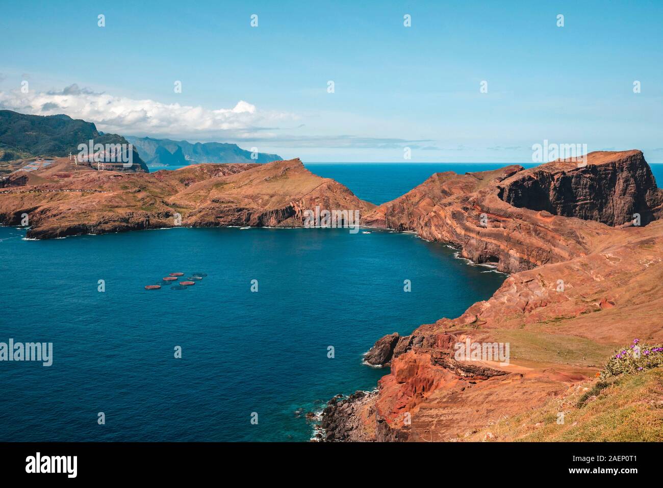 Le Portugal, l'île de Madère : randonnée sur la plage de Ponta de Sao Lourenço, Pointe de St Lawrence, à la le point le plus à l'Est de l'île. Banque D'Images