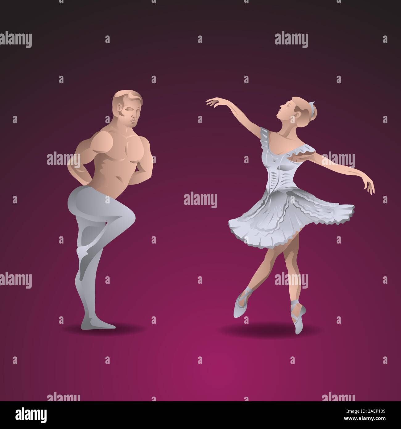 Couple dancing Ballet sur fond isolé. Image vectorielle Illustration de Vecteur