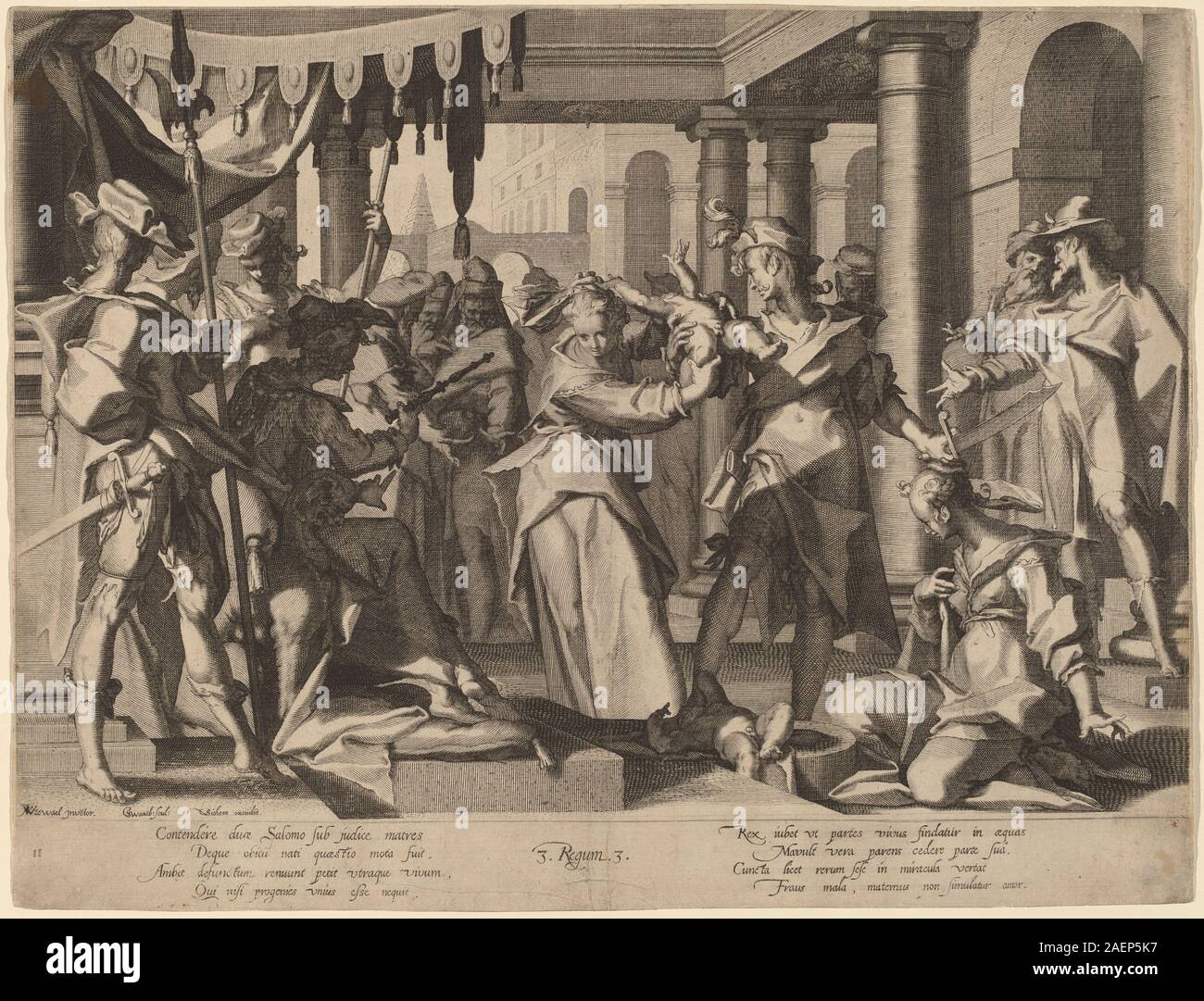 Willem Swanenburgh Joachim Anthonisz Wtewael, après le jugement de Salomon, c 1600, le jugement de Salomon ; années 1600 date Banque D'Images Willem Swanenburgh Joachim Anthonisz Wtewael, après le jugement de Salomon, c 1600, le jugement de Salomon ; années 1600 date Banque D'Images