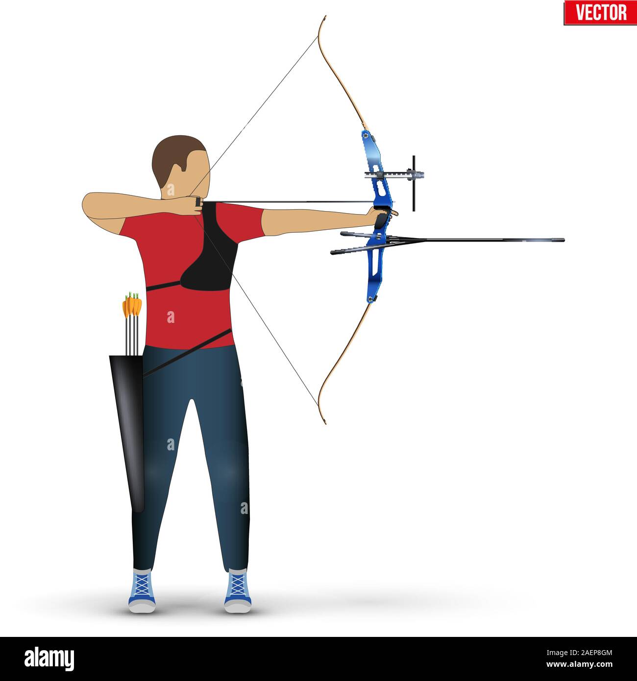 Archer Tir à l'arc avec le Sport Illustration de Vecteur
