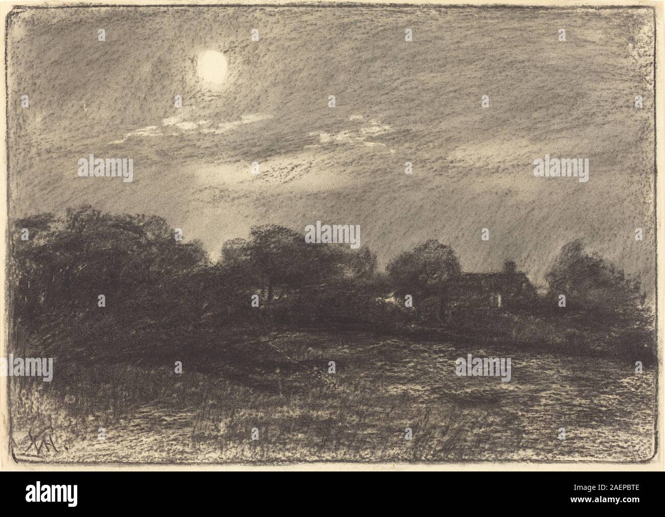 William Morris Hunt, soir, paysage agricole, années 1870, soir, paysage agricole, 1870 Banque D'Images
