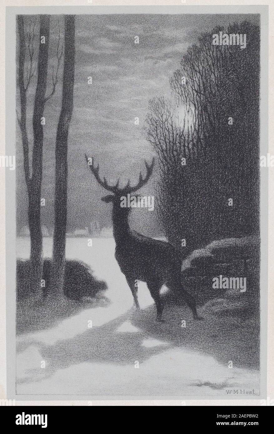 William Morris Hunt, Stag dans le clair de lune, 1857, Cerf au clair de lune ; date de 1857 Banque D'Images