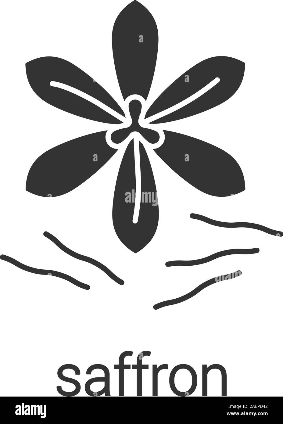 Icône glyphe de safran. Silhouette Crocus symbole. L'aromatisation, assaisonnement. L'espace négatif. Vector illustration isolé Illustration de Vecteur