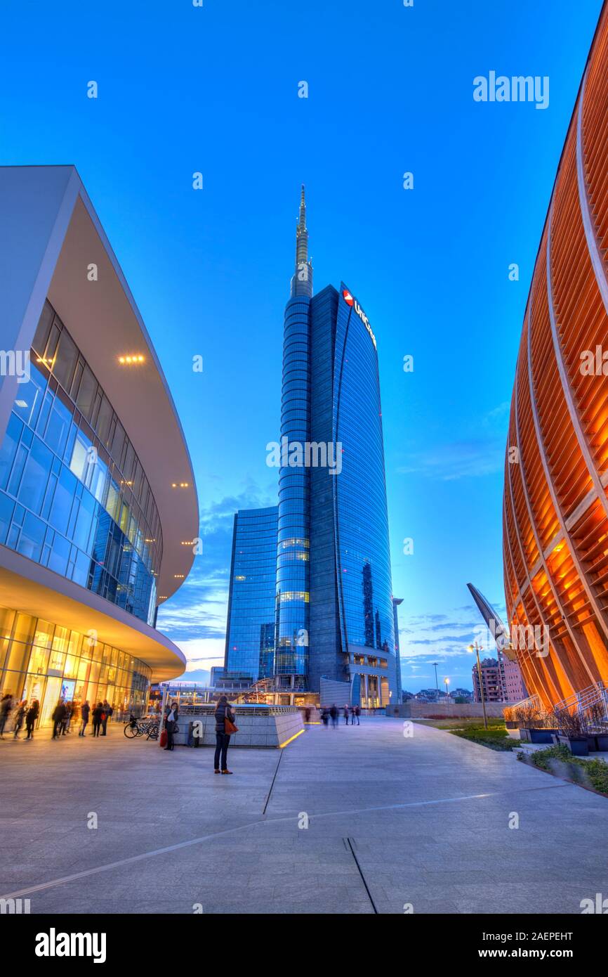 Tour d'Unicredit à Porta Nuova, Milan, Italie Banque D'Images