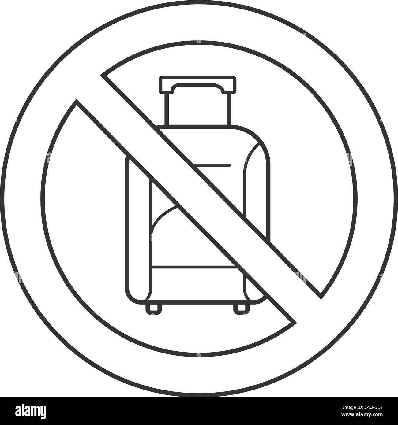 Interdit de signer avec bagages. icône linéaire Fine ligne illustration ...