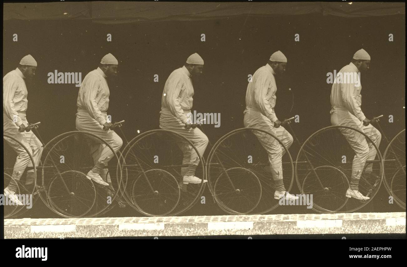 Étienne Jules Marey, Chronophotograph d'un homme sur une bicyclette, c  Chronophotograph 1885-1890, d'un homme sur un vélo ; entre vers 1885 et  vers 1890 date Photo Stock - Alamy