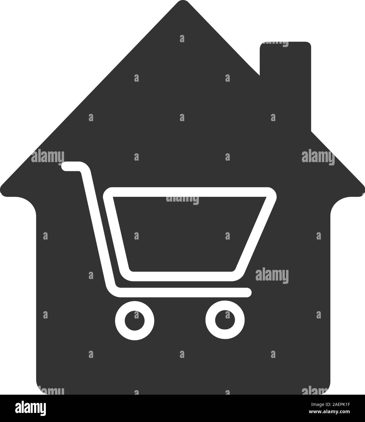 Magasin d'articles de ménage icône glyphe. Chambre avec panier à l'intérieur. Symbole de Silhouette. Achat de propriété. L'espace négatif. Vector illustration isolé Illustration de Vecteur