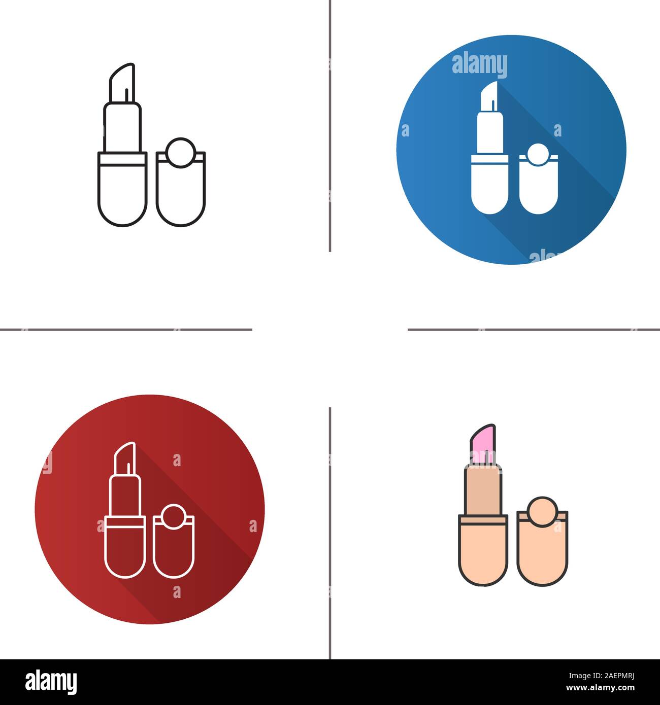 L'icône rouge à lèvres. Modèle plat, linéaire et de couleurs. Illustrations vectorielles Illustration de Vecteur