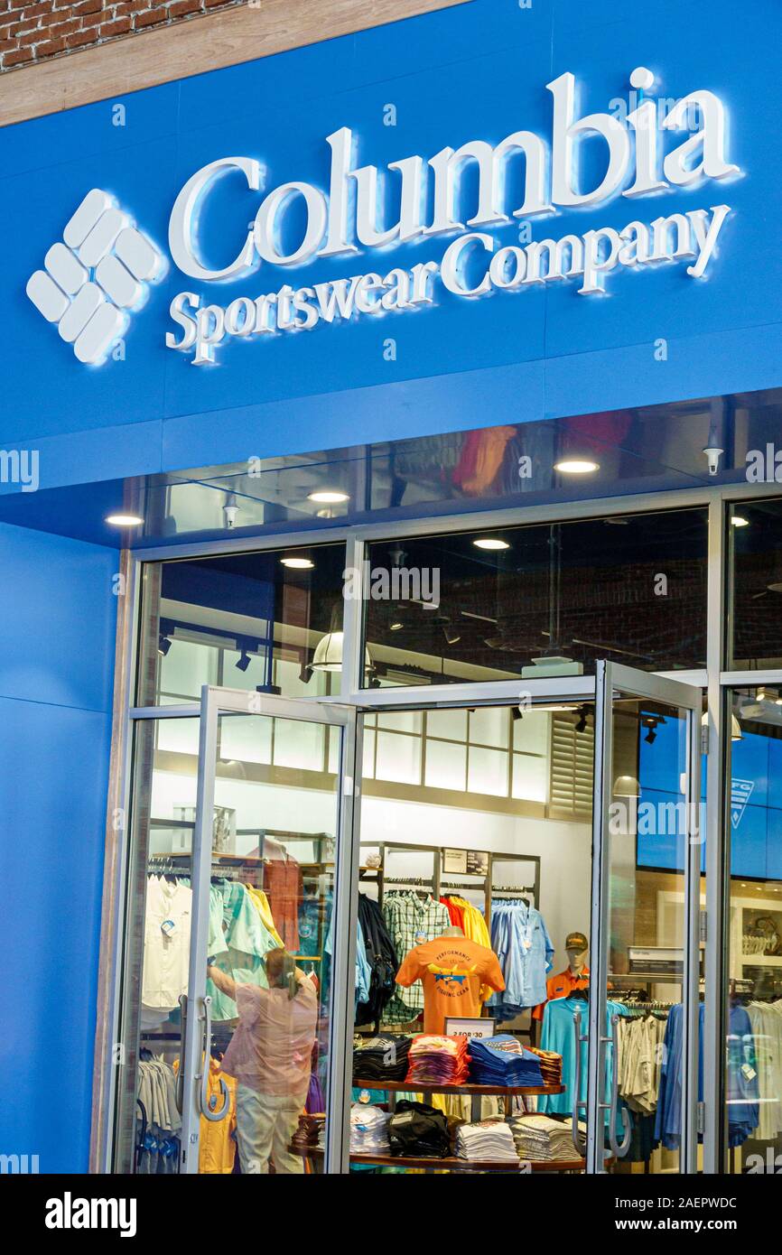 Orlando Florida Lake Buena Vista Downtown Disney Springs, centre commercial extérieur plaza Mall, Columbia Sportswear Company, magasin, entrée principale, FL190920102 Banque D'Images