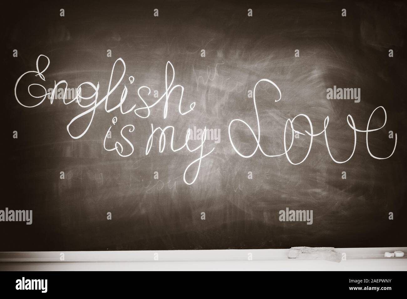 L Anglais Est Mon Amour Texte Sur Le Tableau Noir De L Ecole Apprendre L Anglais L Education Au Royaume Uni Photo Stock Alamy