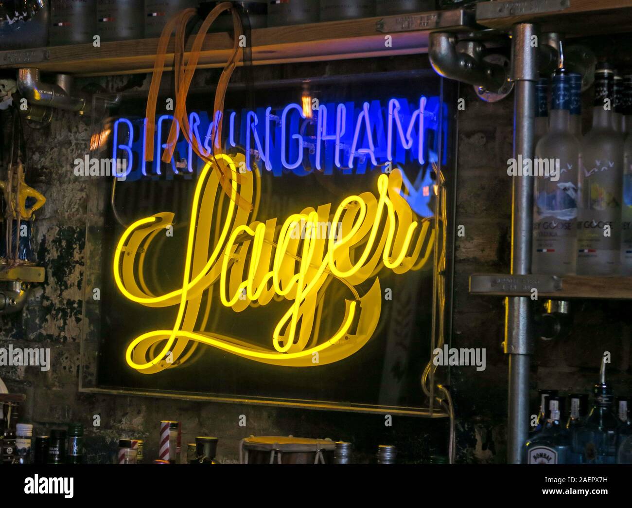 Birmingham lager signe, The Indian Brewery Company, Snowhill, Arch 16 Livery Street, Birmingham, West Midlands, Angleterre, Royaume-Uni, B3 1EU Banque D'Images