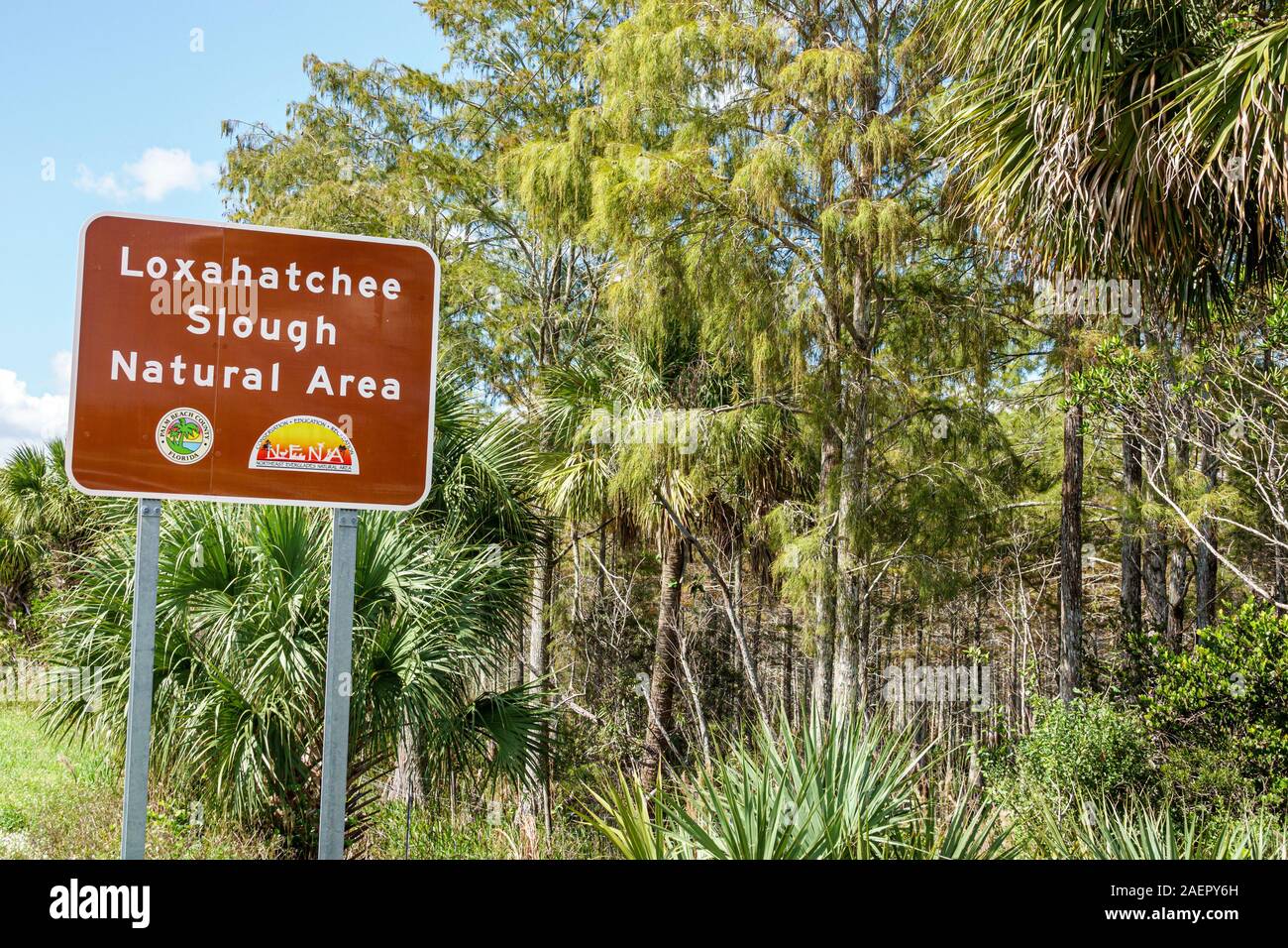 Palm Beach Gardens Florida,Loxahatchee Slough Natural Area,réserve de terres humides,refuge de la faune,panneau d'entrée,FL191110034 Banque D'Images