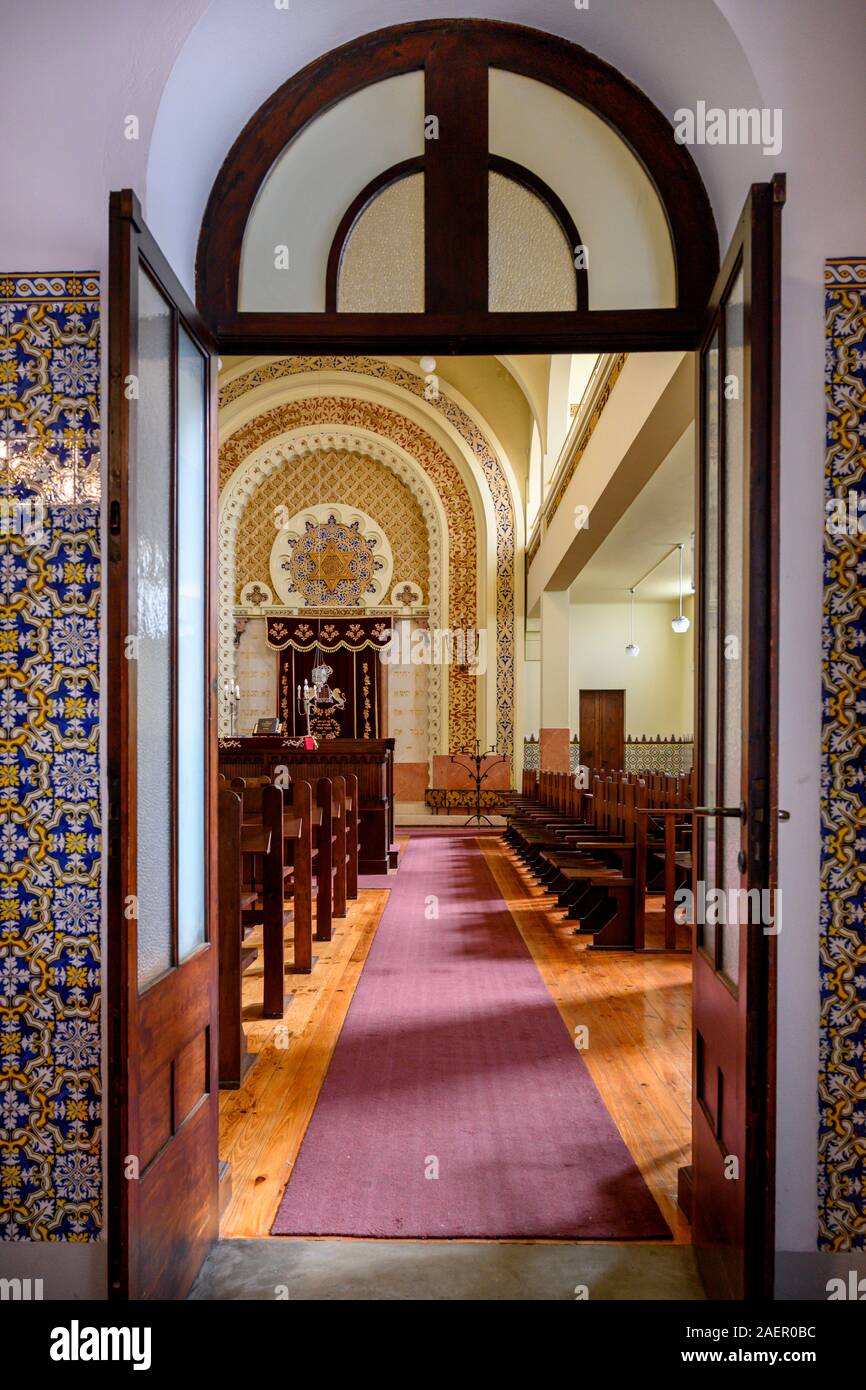 Intérieur de la Synagogue, Synagogue Kadoorie, Massarelos, Porto, Portugal Banque D'Images