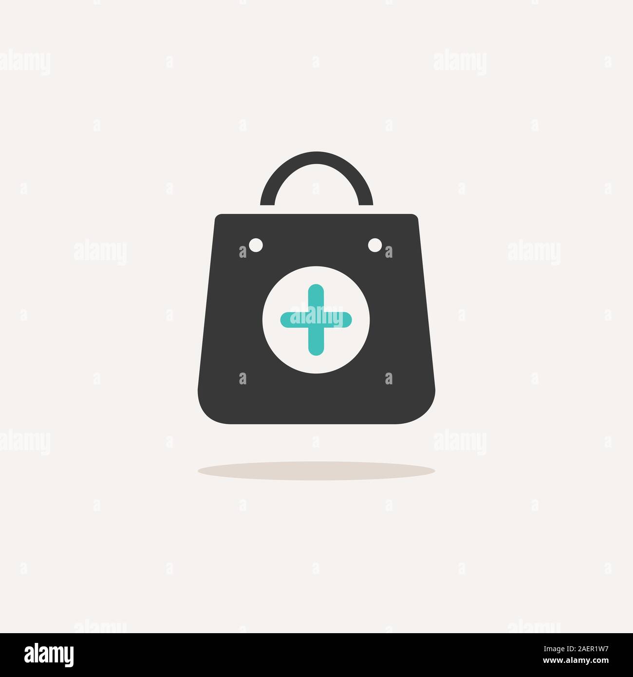 Pharmacie Shopping bag. Icône avec ombre sur un fond beige. Télévision commerciale vector illustration Illustration de Vecteur