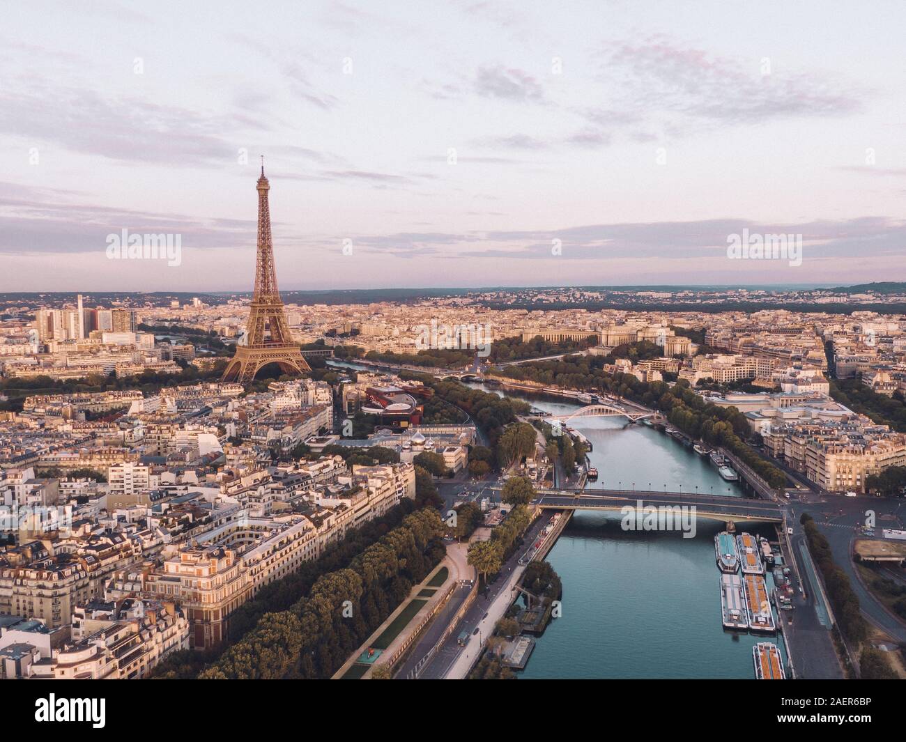 Paysage urbain de Paris, France avec la Tour Eiffel en vue Banque D'Images