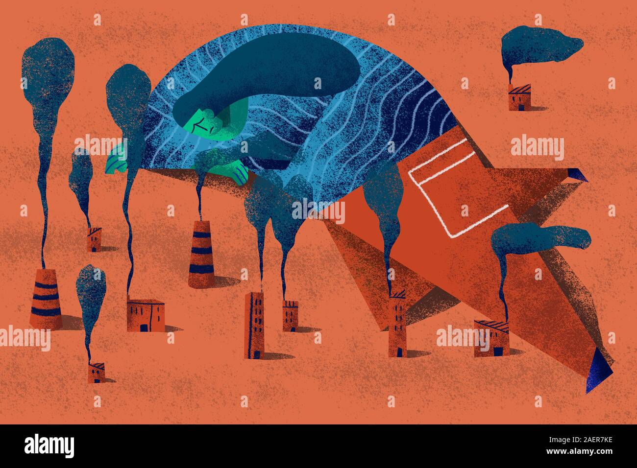 Ecodepression et climat l'anxiété et la peur. Banque D'Images