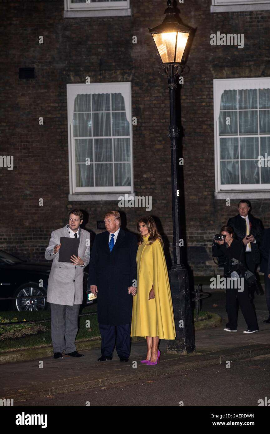 Le président américain, Donald Trump et la Première Dame Melania Trump visite n°10 Downing Street pour un apéritif avant le 70e anniversaire de l'OTAN sommet. UK Banque D'Images