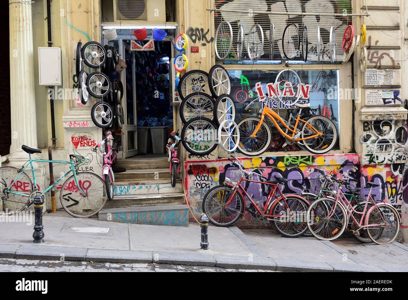Turquie, Istanbul. Magasin de bicyclettes à Beyoglu à Istanbul Banque D'Images