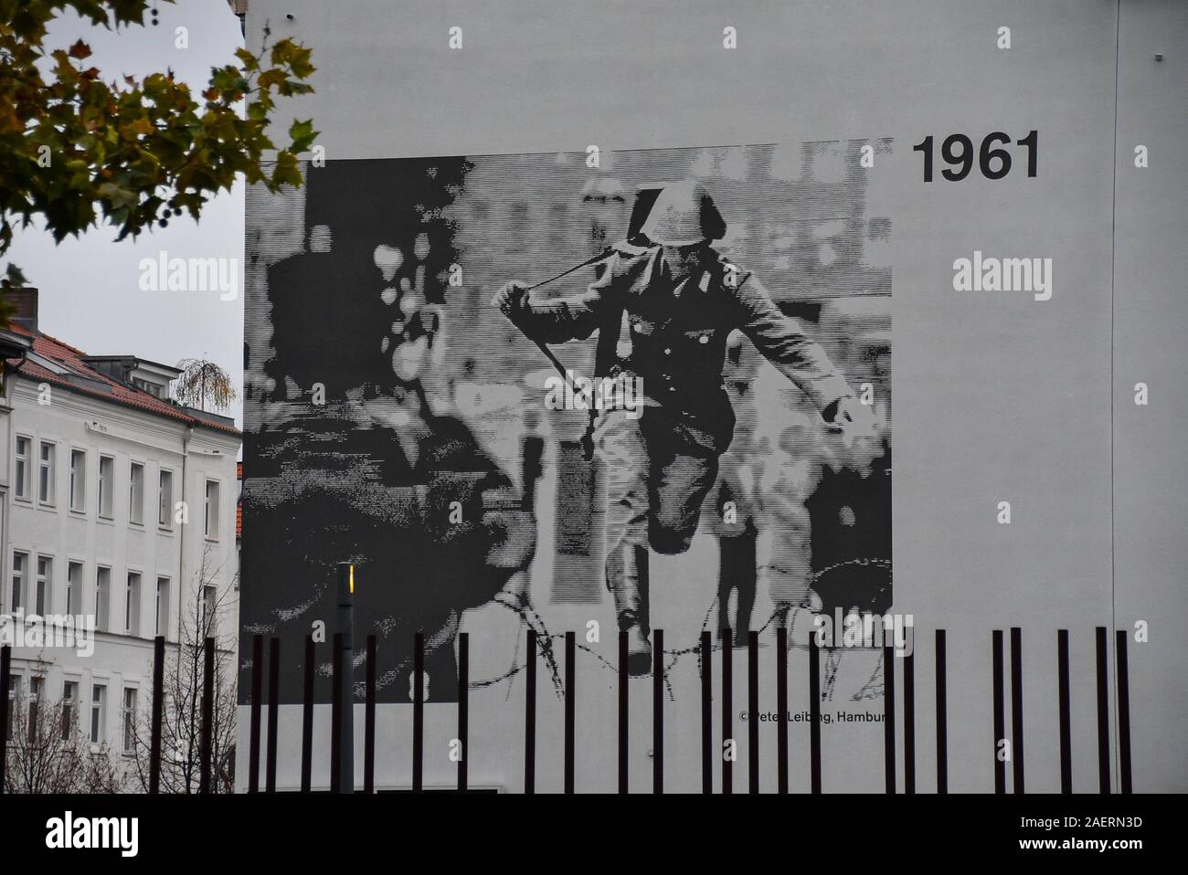 S'échapper est de Berlin, mémorial du mur de Berlin à la Bernauer Strasse Banque D'Images