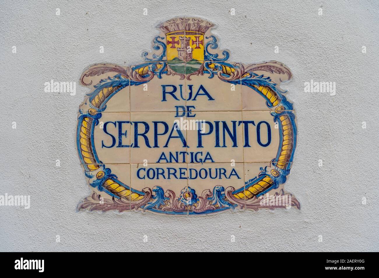 Plaque de rue portugais colorés à Tomar Banque D'Images