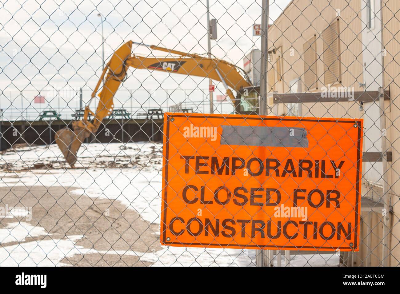Fermeture temporaire pour la construction signe à Coney Island Brooklyn New York USA Banque D'Images