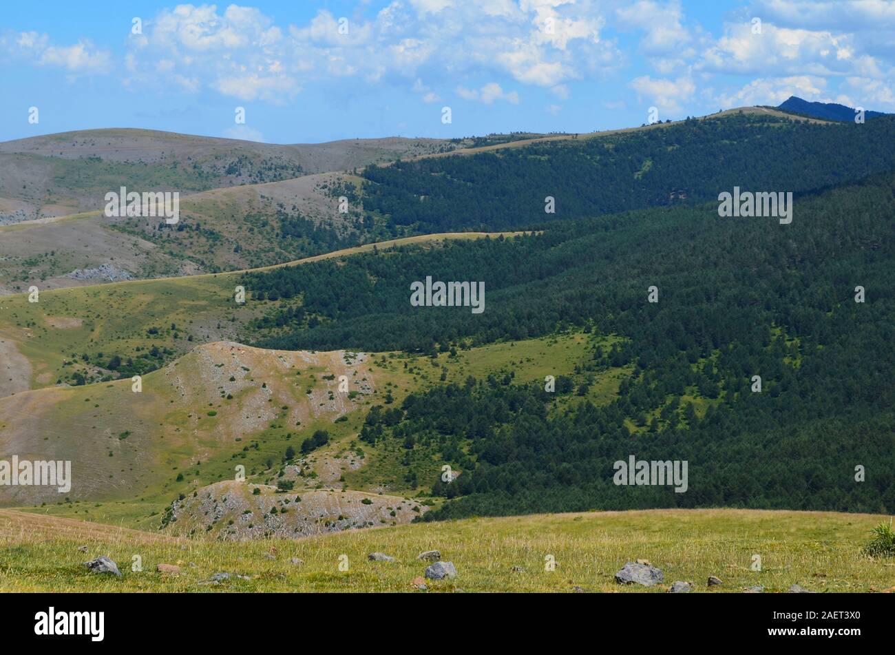 Reliefs glaciaires et des reliefs karstiques à l'Urbion montagnes à la frontière entre la Rioja et la Castille-leon, le nord de l'Espagne Banque D'Images