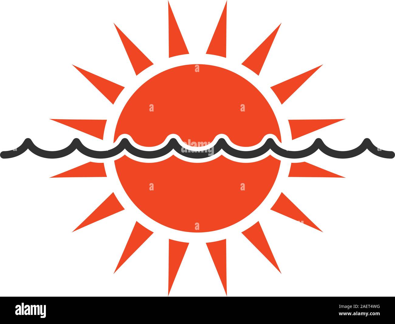 Soleil et Mer vague icône. Stock Vector illustration isolé sur fond blanc. Illustration de Vecteur