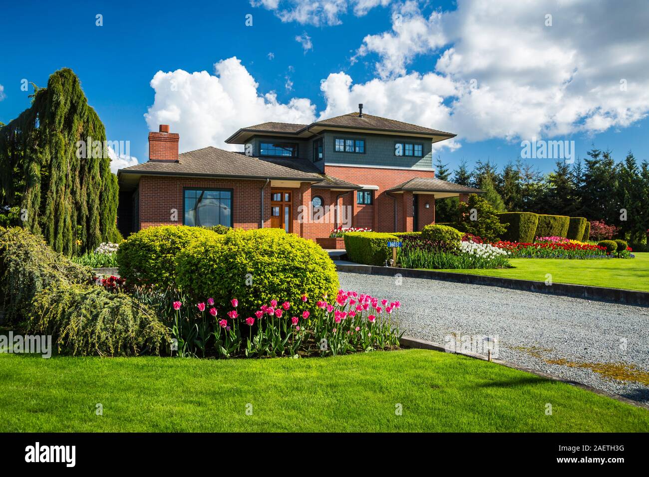 La vallée de la rivière Skagit une maison de campagne près de Mount Vernon, Washington, USA. Banque D'Images