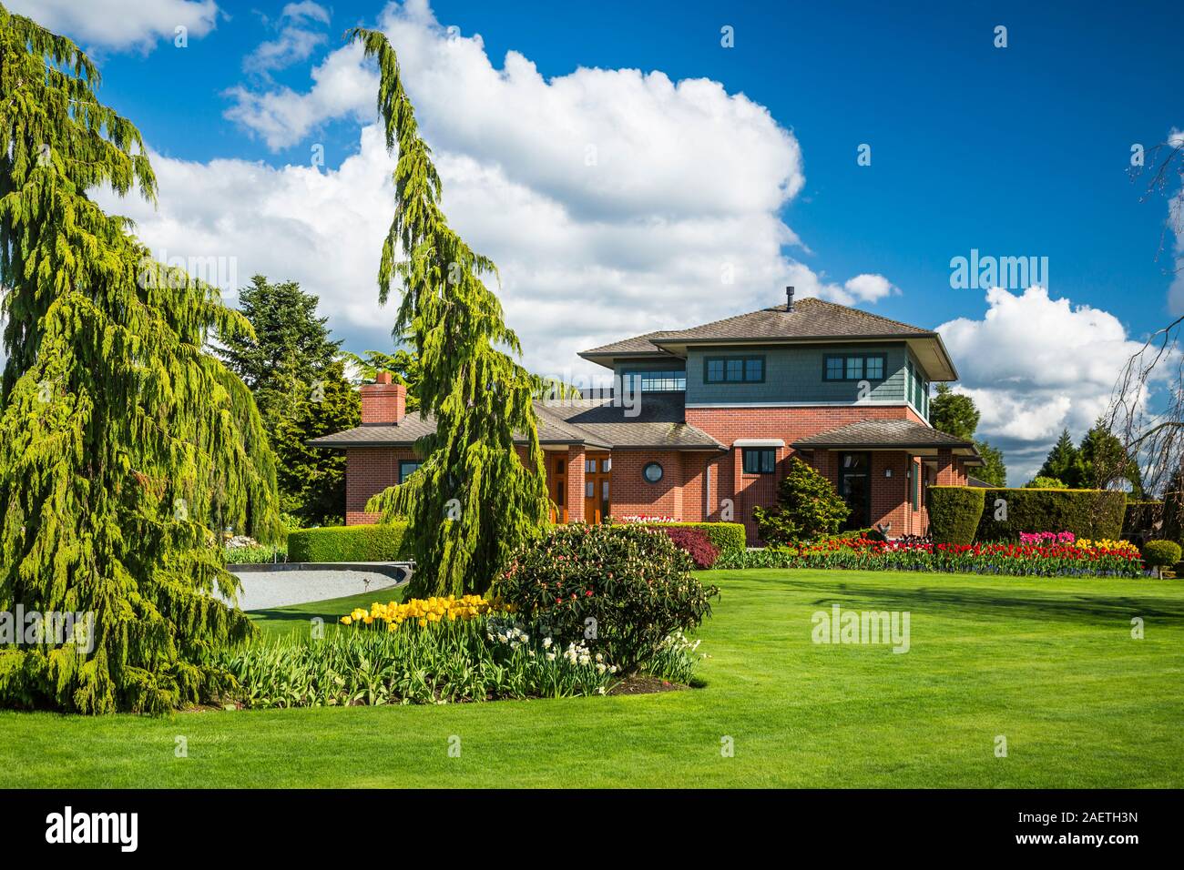 La vallée de la rivière Skagit une maison de campagne près de Mount Vernon, Washington, USA. Banque D'Images