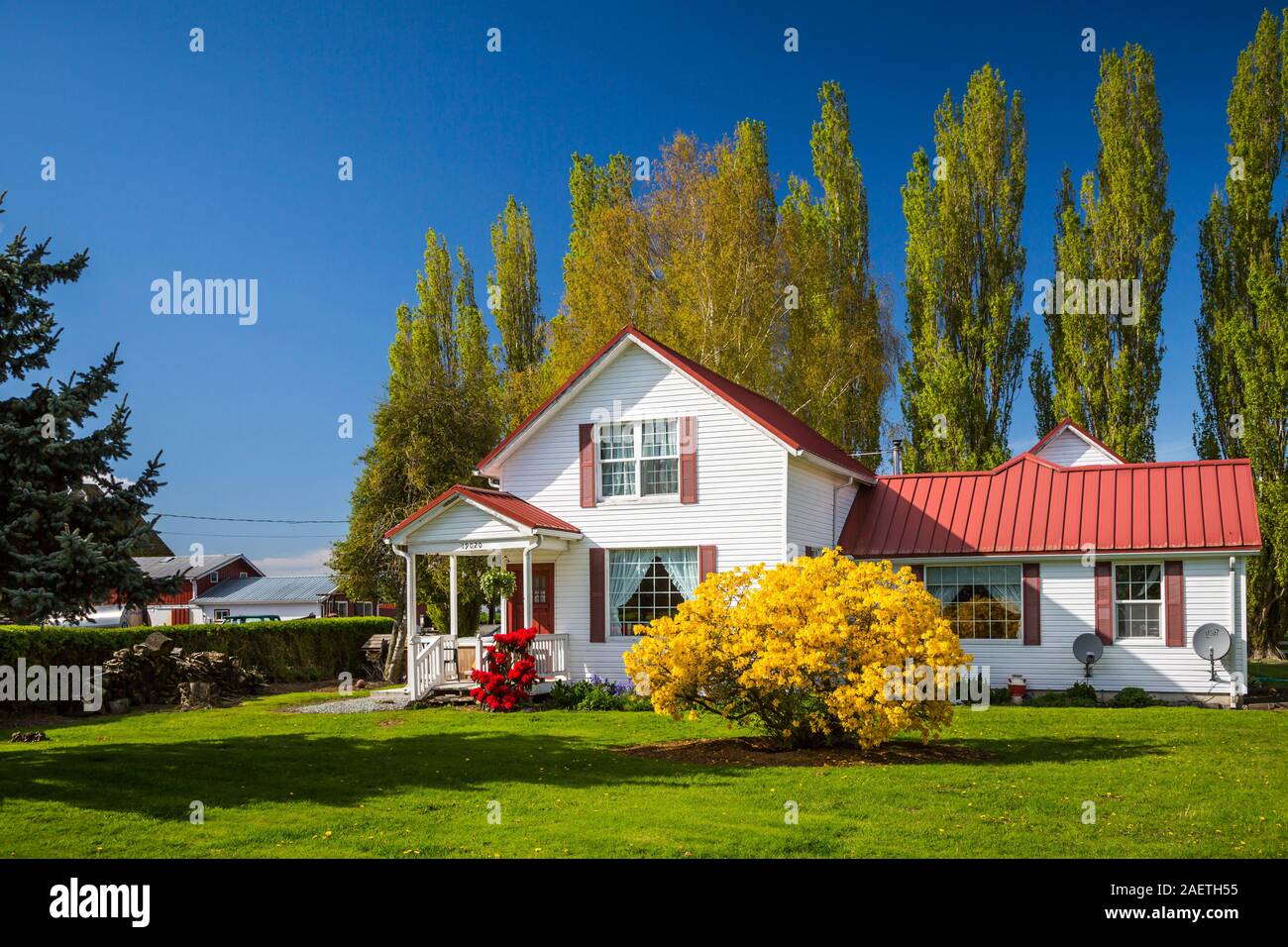 La vallée de la rivière Skagit une maison de campagne près de Mount Vernon, Washington, USA. Banque D'Images