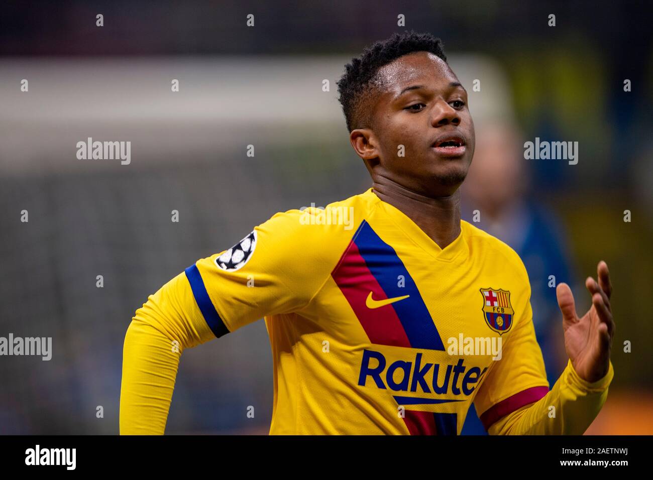 Milan, Italie. 10 Décembre, 2019. Ansu Fati (FC Barcelone) au cours de l'UEFA Champions League 2019 2020 match entre Inter 1-2 FC Barcelone au stade Giuseppe Meazza le 10 décembre 2019 à Milan, Italie. Credit : Maurizio Borsari/AFLO/Alamy Live News Banque D'Images