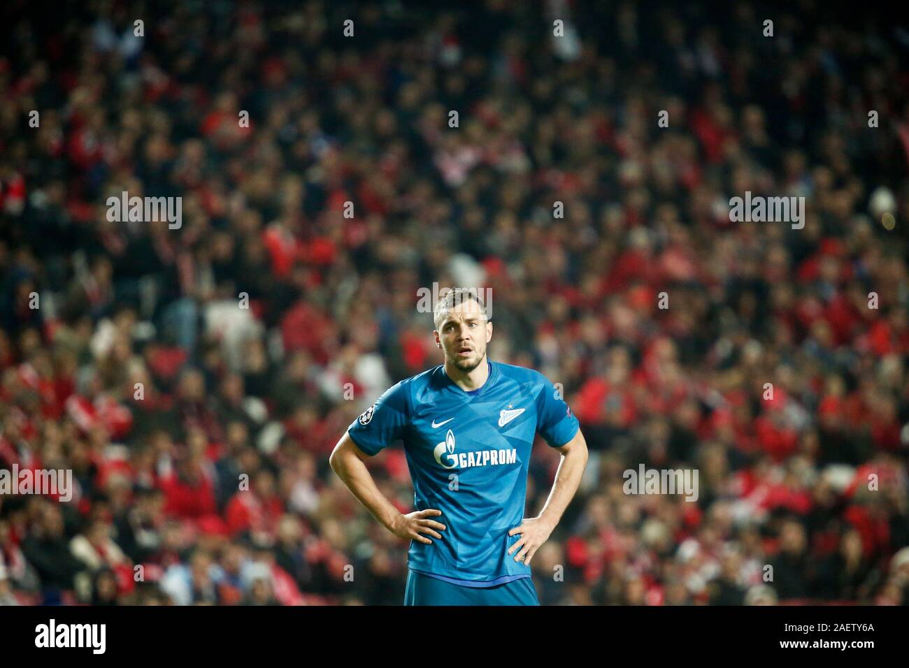 Saint Petersburg, Russie. Dec 11, 2019. Artem Dzyuba de Zenit réagit au cours de la Ligue des Champions, groupe G, match entre SL Benfica Lisbonne et Zenit à Gazprom Arena à St-Pétersbourg.(score final ; SL Benfica Lisbonne 3:0 Zenit) Credit : SOPA/Alamy Images Limited Live News Banque D'Images