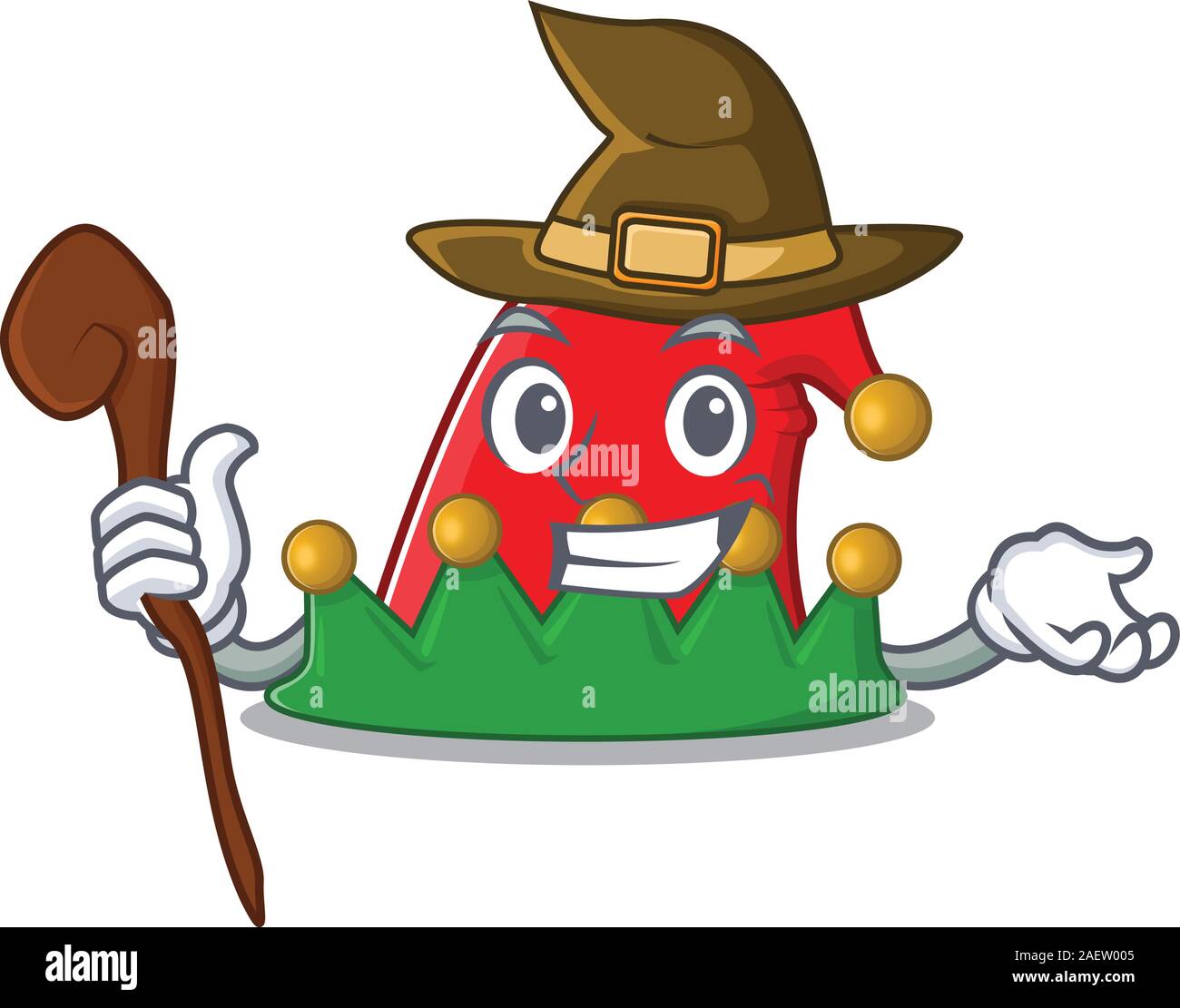 Happy Halloween sorcière elf hat cartoon character style Illustration de Vecteur