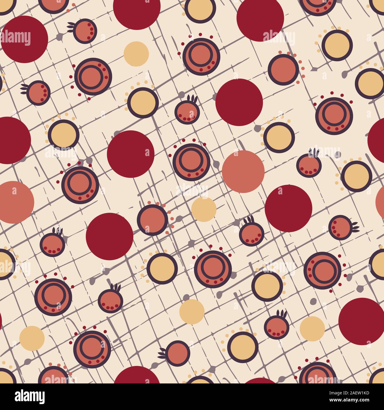 Des cercles et des points sur un fond de grille, répéter sans vecteur, dessin de surface Illustration de Vecteur