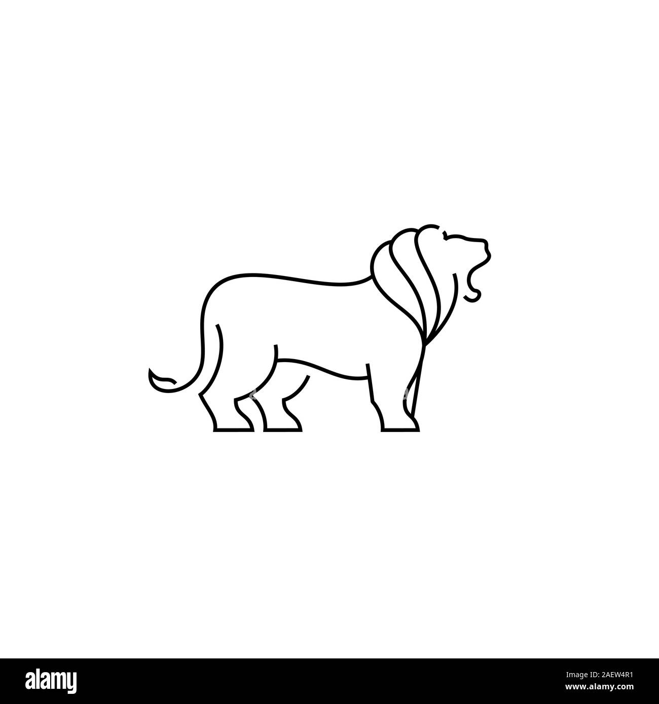 L'art de la ligne simple de conception de logo Lion Illustration de Vecteur