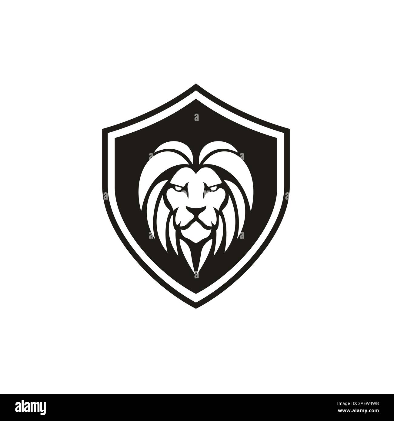 Protéger la sécurité Protection avec Lion face logo design Illustration de Vecteur