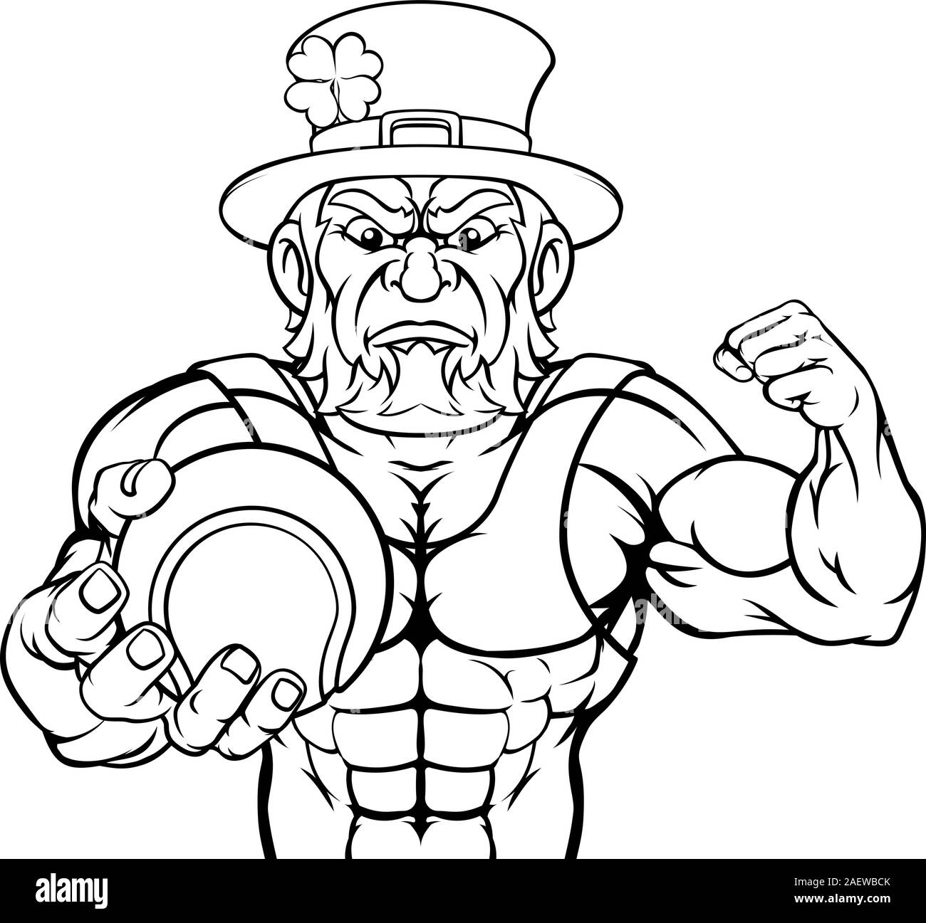 Leprechaun Holding Tennis Sports de balle Mascot Illustration de Vecteur