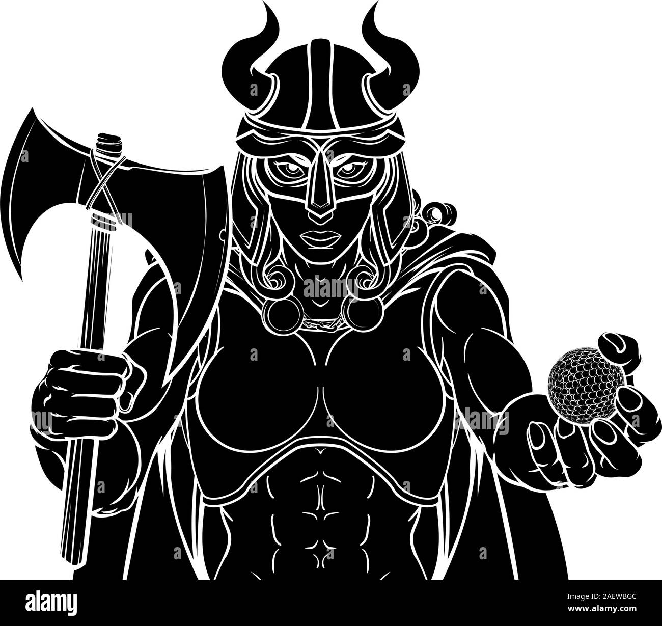 Femme Viking Warrior Woman Golf Gladiator Illustration de Vecteur