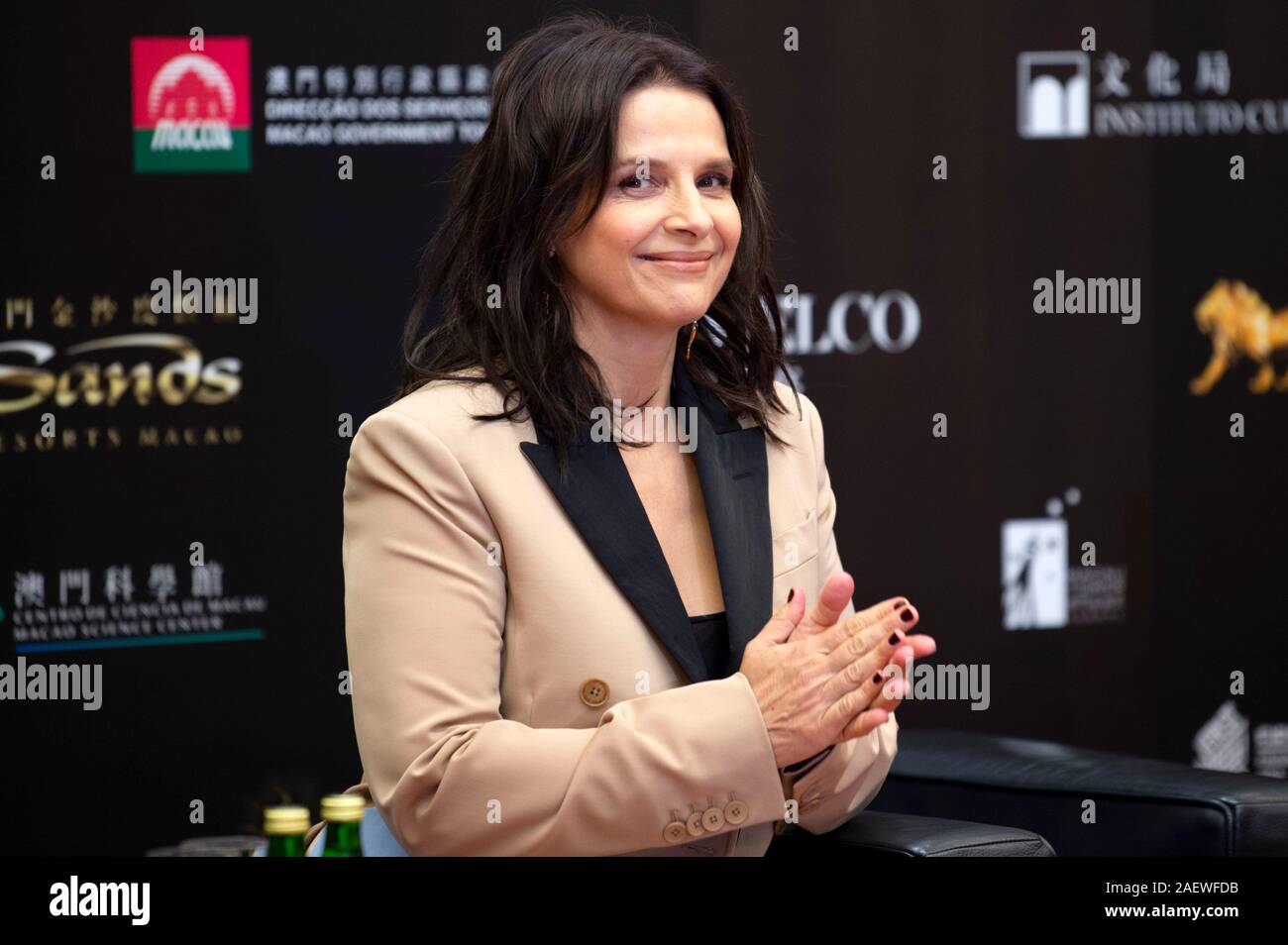 Juliette Binoche dans le cadre d'un groupe de discussion lors de la 4e International Film Festival et Prix à Macao Macao le centre culturel. Macao, l'utilisation dans le monde entier 09.12.2019 | Banque D'Images