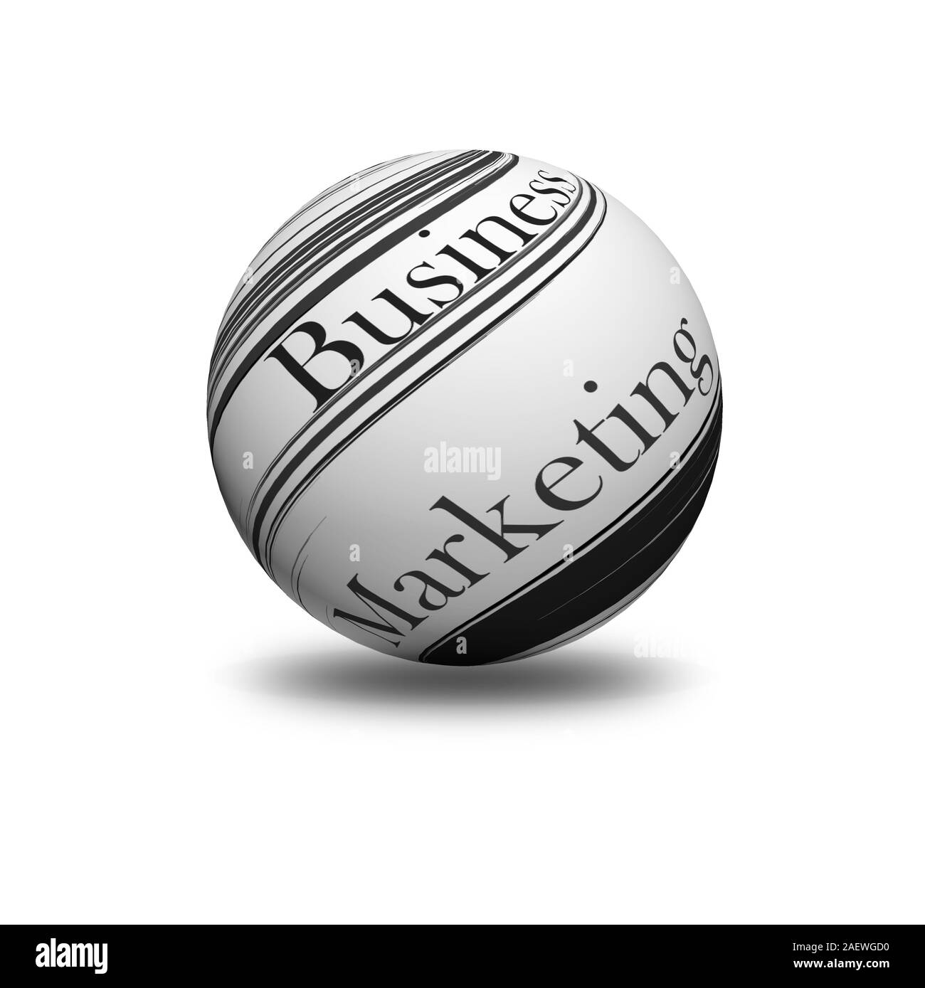Sphère noir et blanc avec les entreprises et l'écriture marketing Banque D'Images