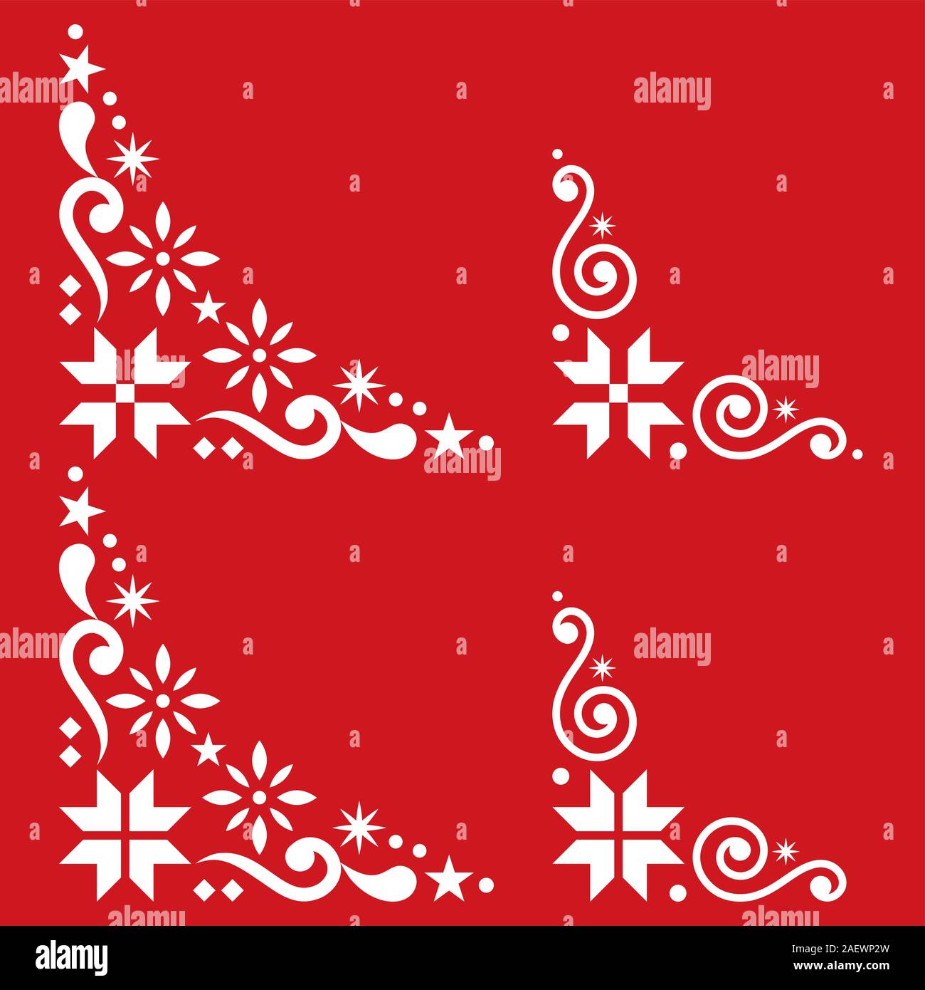 Vecteur de Noël jeu d'angle - style Scandinave, avec des éléments de conception des flocons en blanc sur fond rouge Illustration de Vecteur