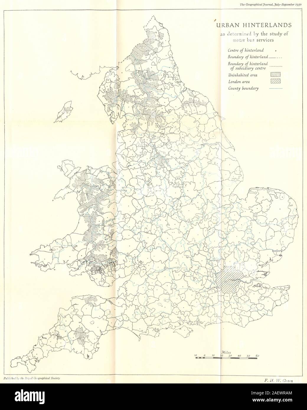 UK. Services d'autobus à moteur arrière-pays urbain vieux millésime 1950 plan carte graphique Banque D'Images