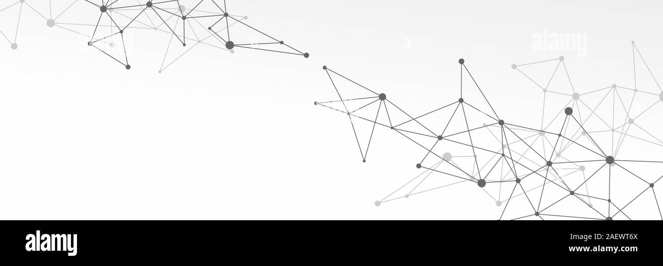 Noir et blanc résumé crypto futuriste blockchain illustration. Les points gris et formes en triangles pour le site web en-tête ou le design de bannières Banque D'Images