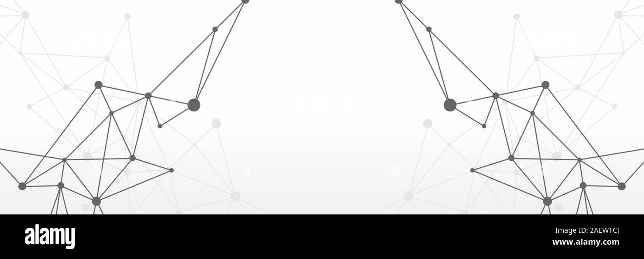 Noir et blanc résumé crypto futuriste blockchain illustration. Les points gris et formes en triangles pour le site web en-tête ou le design de bannières Banque D'Images