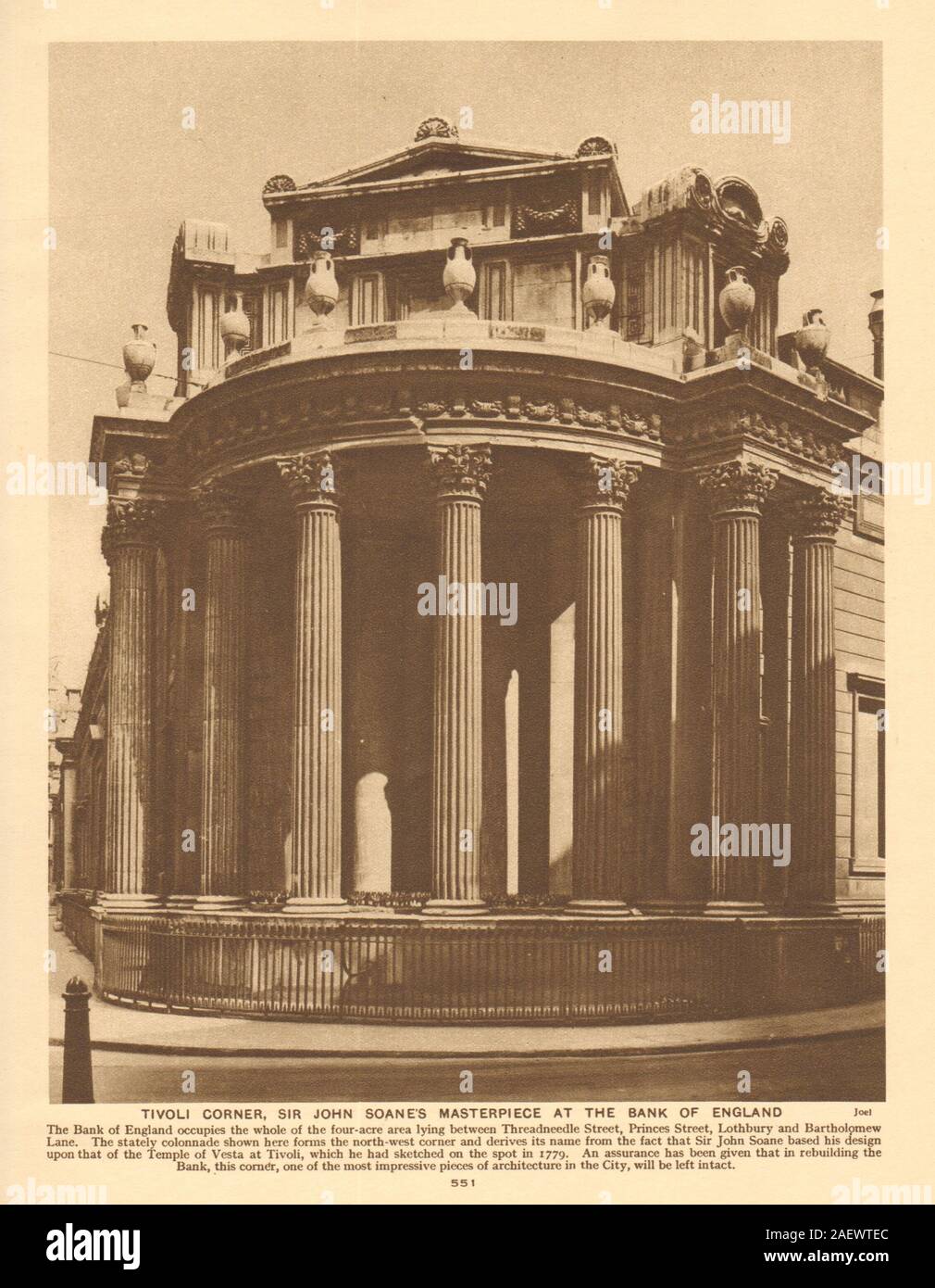 Espace Tivoli, Sir John Soane's masterpiece à la Banque d'Angleterre 1926 imprimer Banque D'Images