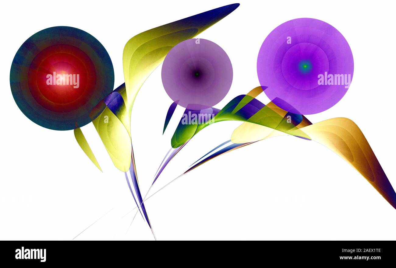 Image fractale : belles boules lumineux colorés de taille différente. Banque D'Images