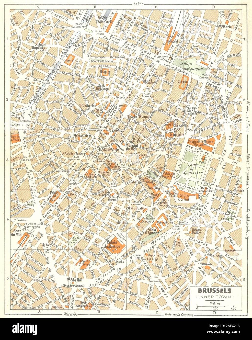 La Belgique. Bruxelles (ville intérieure) 1950 old vintage plan carte  graphique Photo Stock - Alamy
